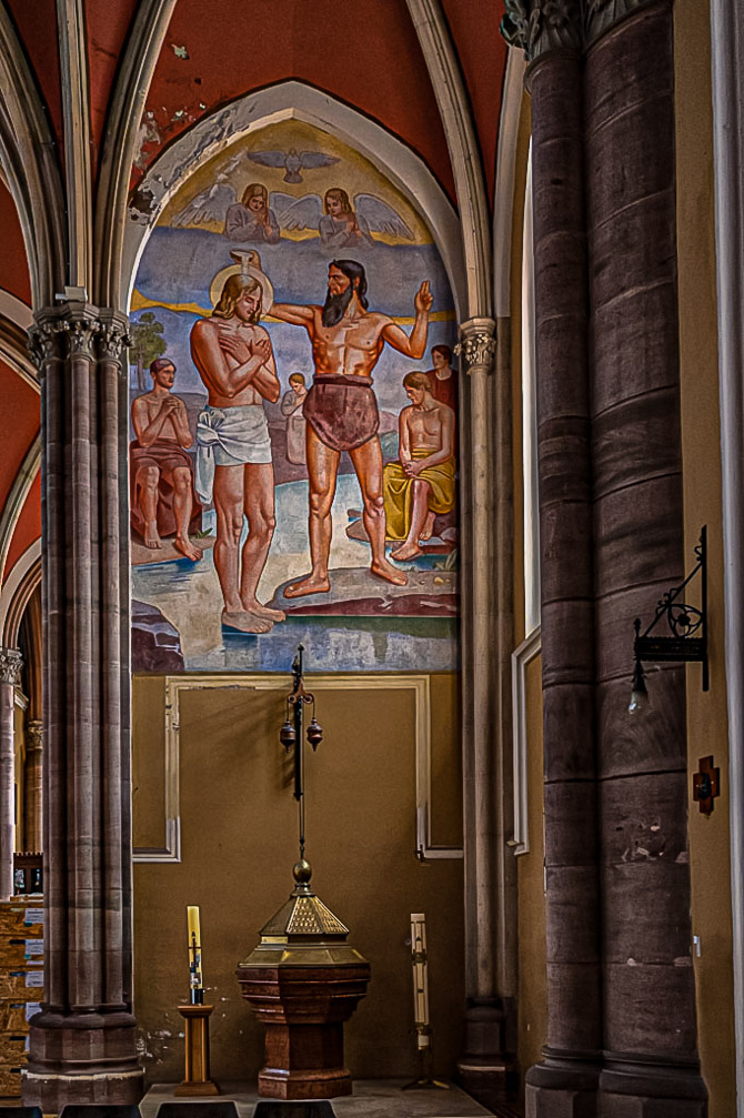Jesus Baptism Mural over the Baptismal Font 2440